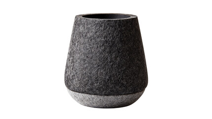 A charcoal stone vase with protective felt base, white background --ar 16:9
