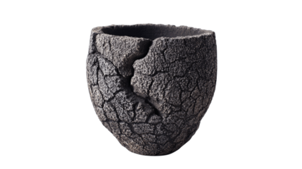 A charcoal stone utensil jar crafted with lightweight structure, white background --ar 16:9