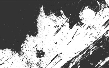 Abstract dark grey and white paint splatter texture with brush strokes and speckled details grunge