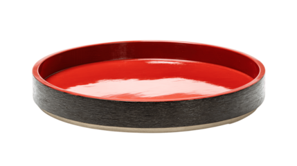 A lacquered wood coin tray with protective felt base, white background --ar 16:9