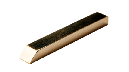 A polished brass bookmark stand with smooth tapered edges, white background --ar 16:9