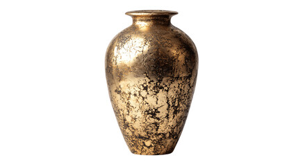 A polished brass vase with natural rustic finish, white background --ar 16:9