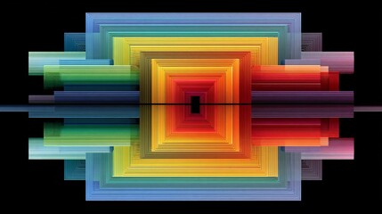 Vibrant Geometric Patterns, Abstract Art, Digital Design, Colorful Composition, Graphic Environment, Symmetrical View, Modern Aesthetics