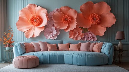 Elegant, floral living room