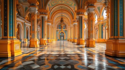 Obraz premium Ornate, golden cathedral interior
