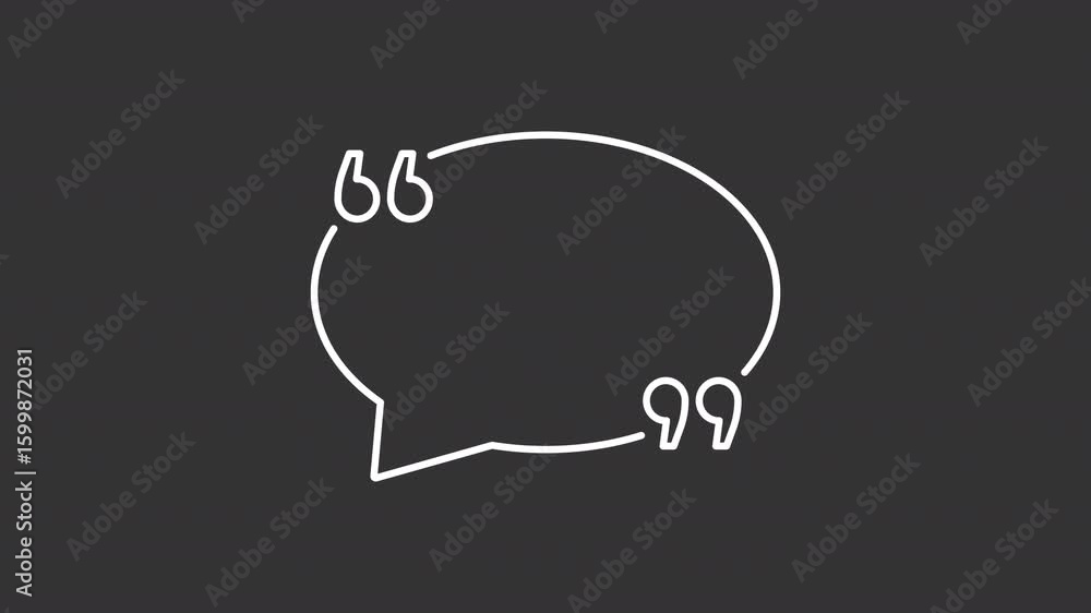 Poster message quotation marks white line animation. chatting animated icon. text bubble showing up. social