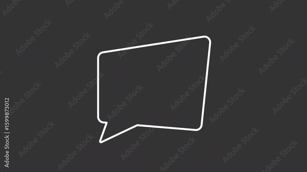 Poster chat message rectangular white line animation. online communication animated icon. speech bubble sca