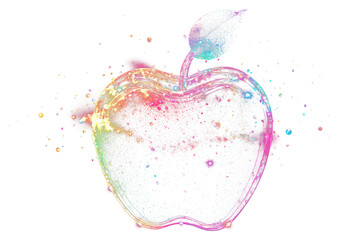 PNG Colorful apple light glitter fruit space art.