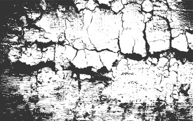 Naklejka premium Cracked distressed grunge texture background black and white abstract