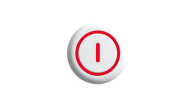A glossy power button with a red line stands out against a clean, transparent backdrop, ideal for digital interfaces, transparent background