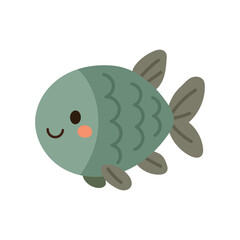 Soft green fish with smooth lines and calm expression, ideal for pastel underwater scenes and gentle marine artwork.