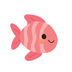 Smiling pink fish with soft stripes and round cheeks, designed for sweet aquarium illustrations and whimsical sea-themed art.