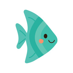 Stylized triangle-shaped teal fish with expressive eye, great for graphic underwater patterns and fun vector sea elements.