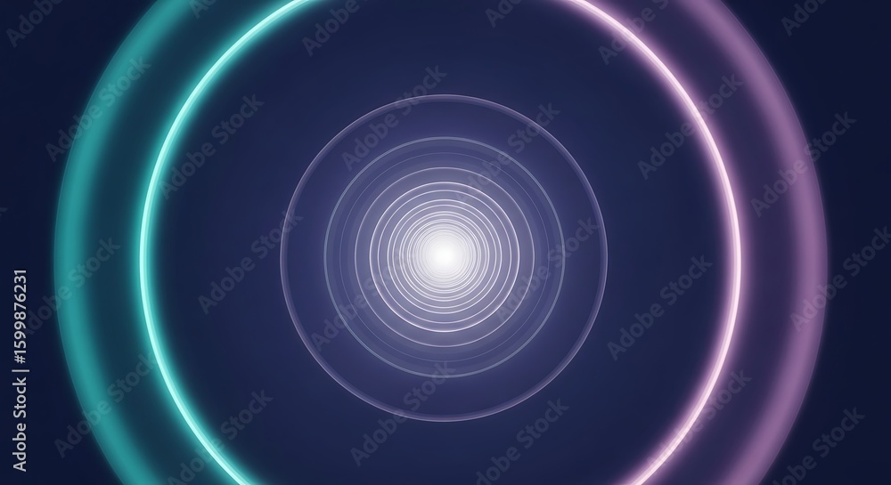 Fototapete abstract tunnel of concentric circles with gradient lighting