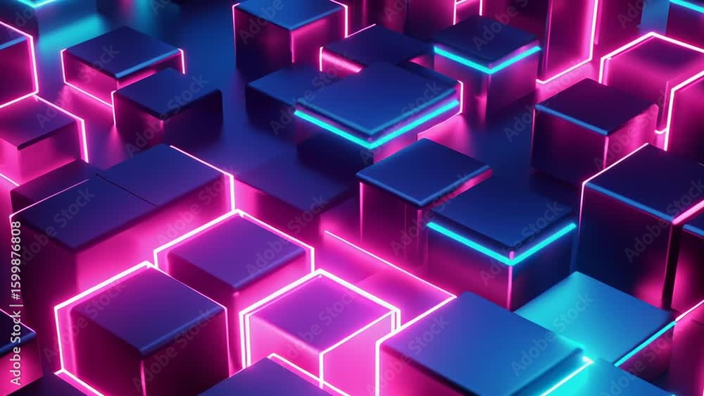 Aufkleber a colorful image of neon lights and squares. the squares are in different colors and sizes, and the 