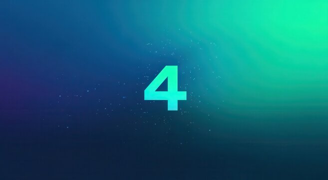 Digit "4" on a gradient background with particles