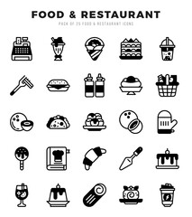 Set of Food and Restaurant icons. Vector Illustration.