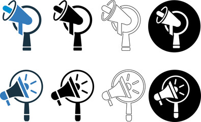 Ads, advertisement, announcement, magnifier, search icon