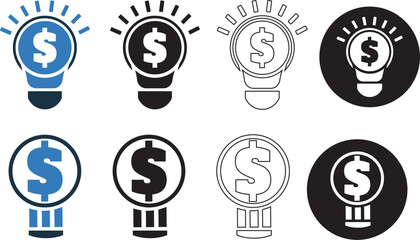 Bulb, creative, dollar, idea, light icon