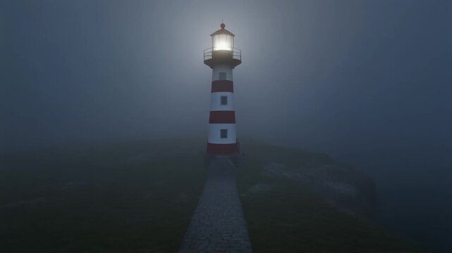 Un faro solitario en un isla.