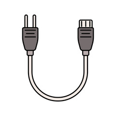 Cable Flat design style, power and data cable with connectors, representing connectivity and transmission, ideal for tech and electrical themes.