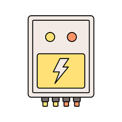 Control Box Flat design style, control panel with switches and indicators, represents electrical distribution and monitoring, ideal for engineering and electrical graphics.