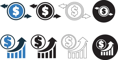 Dollar, money, receive, send, transfer icon
