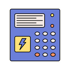 Control Panel Flat design style, electronic control interface with buttons and display, symbolizing monitoring and management, perfect for industrial and tech designs.