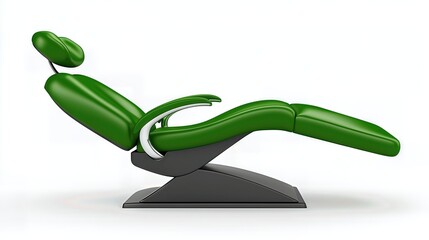 Modern Green Reclining Dental Chair on White Background
