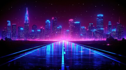 Neon Cityscape: A Retro-Futuristic Night Drive