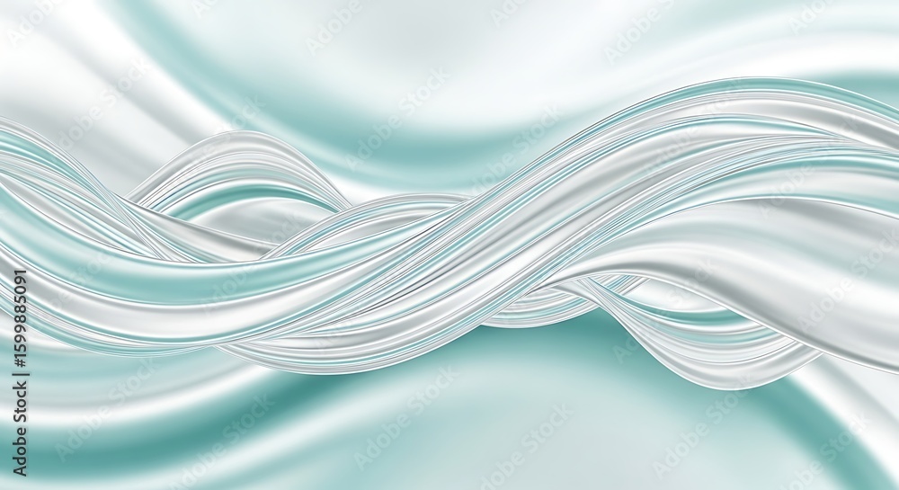 Poster abstract wavy lines in teal and silver creating a modern graphic design