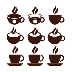 Steaming Coffee & Tea Cup Silhouettes