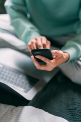 close up of a woman using a laptop