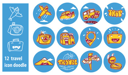 Travel icon with doodle style.