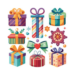 Colorful Assorted Gift Boxes & Festive Elements