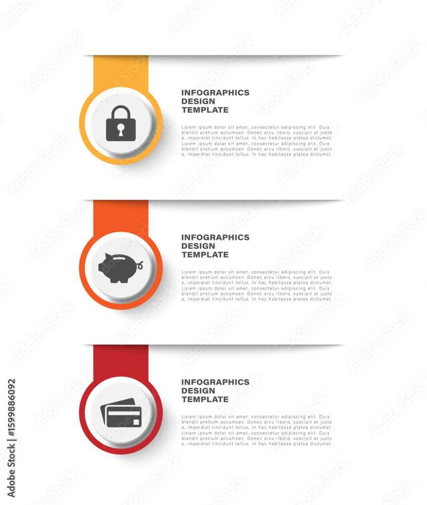 Poster three steps vertical infographic template with business icons. marketing infographic layout for pres