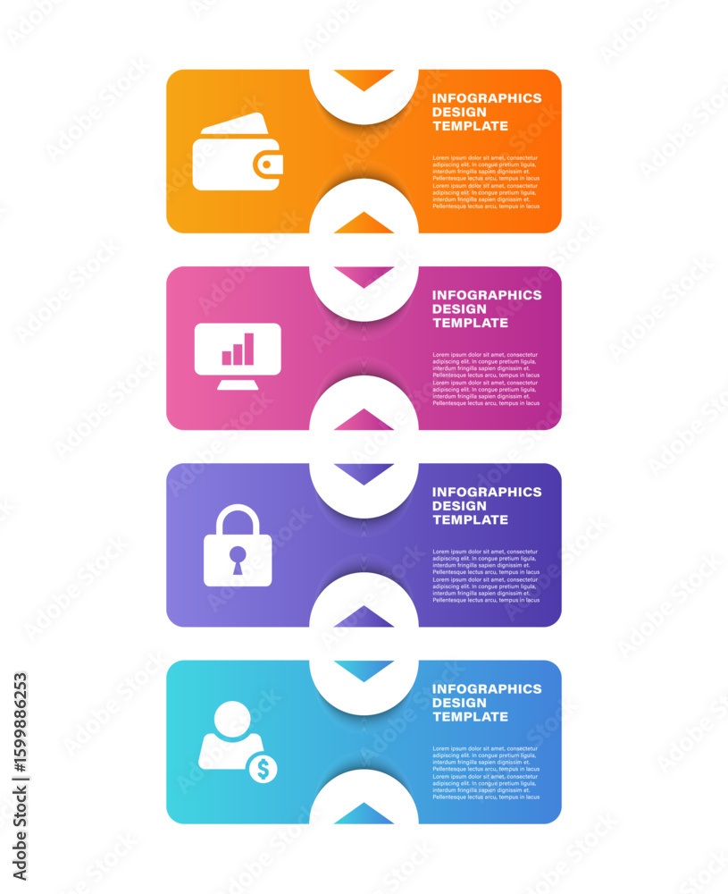 Poster vector vertical infographic design template. four steps infographic layout for slide presentations