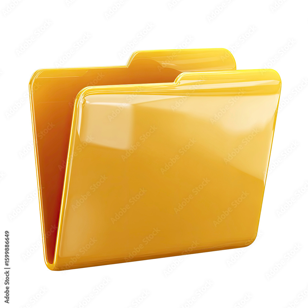 Poster open yellow folder icon 3d render on transparent background