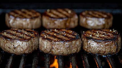 Delicious Grilled Steaks on a Hot BBQ Grill