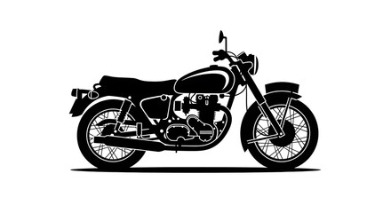 Obraz premium Classic Motorcycle Silhouette – Black and White Vector Illustration