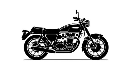 Fototapeta premium Classic Motorcycle Silhouette – Black and White Vector Illustration