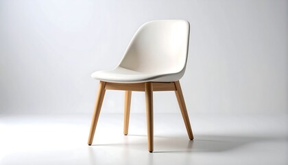 Single white chair on white background