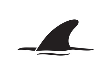 Black Shark Fin Silhouette in Water for Ocean and Danger Themes