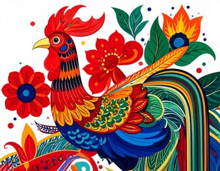 Obraz premium chicken with floral pattern