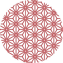 Pattern -4-3- Asanoha - New Years Color- red