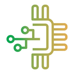 AI Chip Icon On Line Gradient Stlye