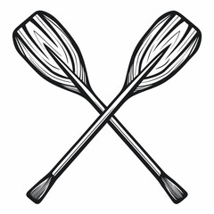 Crossed Canoe Paddles Vector with Clean Line Style.