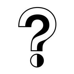Black and white question mark symbol on plain background  