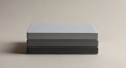 Minimalist stack of three sleek modern storage boxes in neutral tones for home organization and stylish interior decor solutions in contemporary design settings