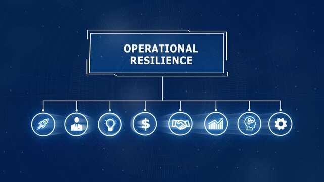 Operational resilience concept illustrated with and business process icons. Business, Internet and network concept data transfer to multi devices futuristic technology abstract background - Powered by Adobe